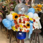 باکس گل آفتابگردان آبی دلا