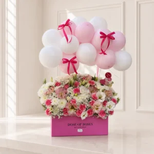 باکس گل بادکنک دار صورتی لیدیا