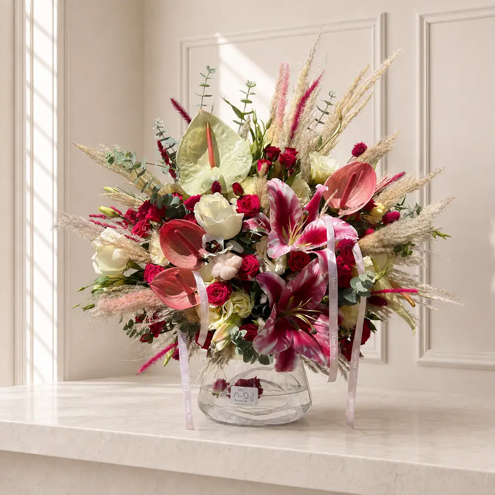 pink-flower-jar جار گل لیلیوم آنتریوم سرخابی پینک